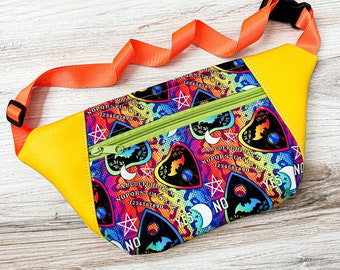 Psychedelic Ouija Fanny Pack - Spooky Hip Pouch - Rainbow Bag - Trippy Sling Bag - Waist Bag - Bum Bag - Colorful Quija Board Purse - Dayna