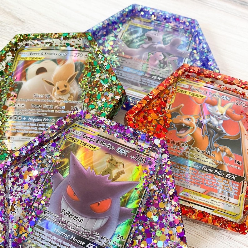 Pok mon Card Resin Coasters Scegli Il Tuo Pokemon Tag Team Etsy Italia