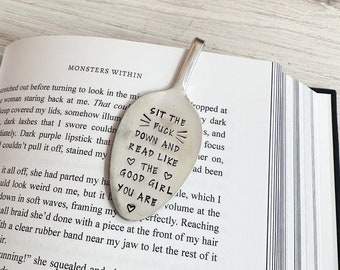 Bookmark - Good Girl Smutty Bookmark - Hand Stamped Vintage Silverplate Spoon - Booktok Bookworm - Gifts for a Reader - Books Smut Slut - FL