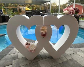 Double hearted table base, wedding sweet table, dessert table, bridal shower 30” tall