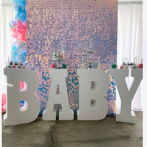 Cartas de baby shower, revelación de género, letras enormes