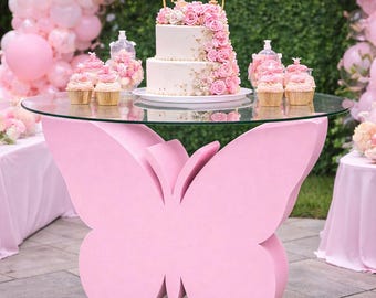 Base de mesa con forma de mariposa - Cumpleaños / / Pedestal para mesa de pastel con forma de mariposa / Decoración para eventos con colores personalizados / Decoración para fiestas y baby shower