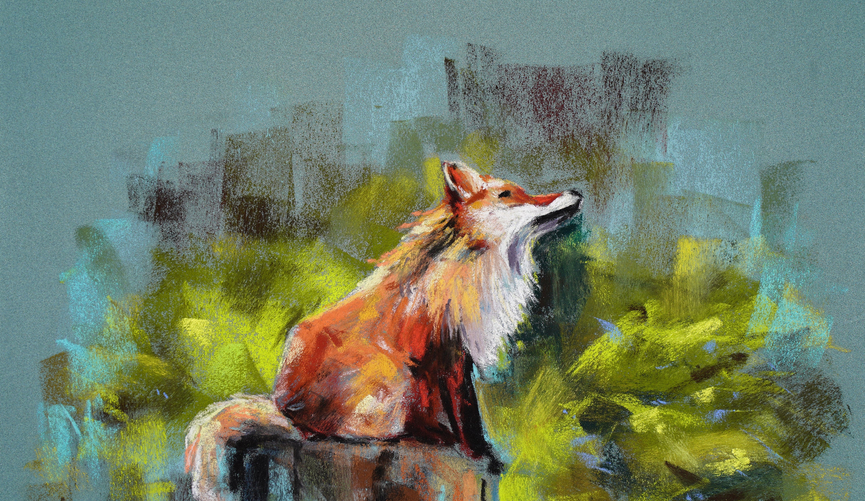 Red Fox Wildlife Animals. Original Pastel Painting. Artwork Wall Art - Etsy