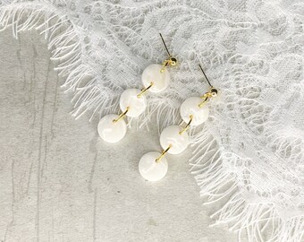 Large Bridal Earrings, Large White Earrings, Ivory Bridal Earrings, Bridal Earrings Clay, Wedding Earrings, Long Earrings White