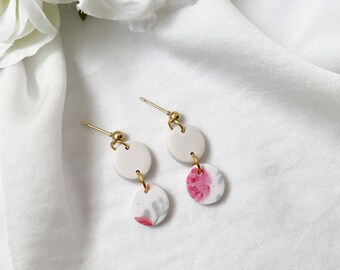 Double Circle Earrings, Flat Circle Earrings, Off-White Earrings, Small Ivory Earrings, Sister In Law Christmas Gift, Ivory Bridal Earrings