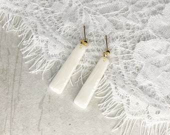 Large Bridal Earrings, Large White Earrings, Ivory Bridal Earrings, Bridal Earrings Clay, Wedding Earrings, Long Earrings White