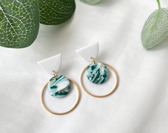 Green Earrings, Dark Green Earrings, Large Disk Earrings, Large Clay Earrings, 21st Birthday Gift For Her, Sister In Law Christmas Gift