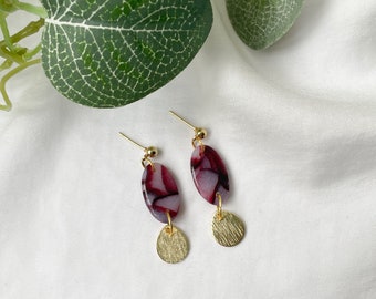 Burgundy Bridesmaid Gift, Burgundy Long Earrings, Faux Stone Earrings, Elegant Long Earrings, Letterbox Gift, Sister In Law Christmas Gift