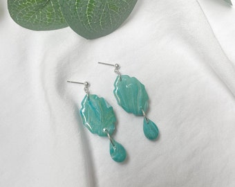 Statement Earrings, Large Clay Earrings, Letterbox Gift, Statement Colourful Earrings,  Patterned Earring Green, Bright Green Earrings