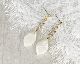Large Bridal Earrings, Large White Earrings, Ivory Bridal Earrings, Bridal Earrings Clay, Wedding Earrings, Long Earrings White