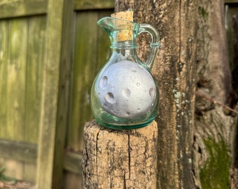 Moon Water Jar Vintage Glass Bottle Witch Spellwork Altar Green Polymer Clay Potion Decor Celestial Wicca Witchcraft Astrology Planet