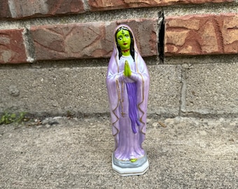 Virgin Mary Altered Figurine Feminist Anti Religion Praying Statue Goth