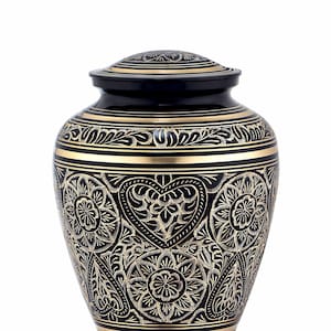 Urna de cremación para adultos, color negro dorado, para cenizas humanas. Urna de cremación. Personalizable. Urna conmemorativa. Urna para cenizas. Urna de recuerdo.