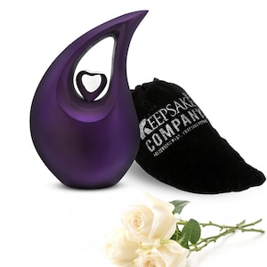 Purple Teardrop Cremation Urn for Human Ashes - Medium Decorative Urn - 6 Inch Teardrop Urn for Ashes from Keepsake Company