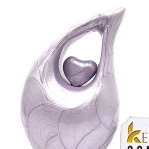 Keepsake Company's Pearl Purple teardrop mini Cremation Urn with purple Heart for Human Ashes - Perfect for Adult and Infants