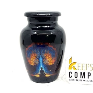 Baum des Lebens Kleine Urne für Asche - Schwarze Andenken Mini-Urne, perfektes Gedenkgeschenk für menschliche Asche, Urne für geliebte Menschen
