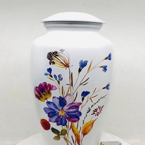 Beautiful White Flower Cremation Urn for Adult Ashes / Urns for Ashes Adult Male / Can be Engraved from Keepsake Company