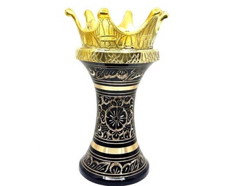 Black Aluminum Tea Light Urn with Golden Crown - Memorial Keepsake