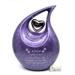 Purple Silver Pet Urn - Pet Urns for Dogs Ashes - Dog Urn - Dog Urns for Ashes  - Urn for Dog Ashes - Cat Urn for Ashes -Memorial Urn