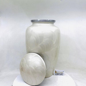 White Adult cremation Urn for Ash - Urns for Human Ashes can be engraved with Angel Wings and Heart  - Funeral Urn - Memorial Urn