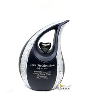 Black Matte Teardrop Urns for Ashes  - urns for human ashes adult female - Urn - Urns - Cremation Urns for Adult Ashes - Personalized Urn