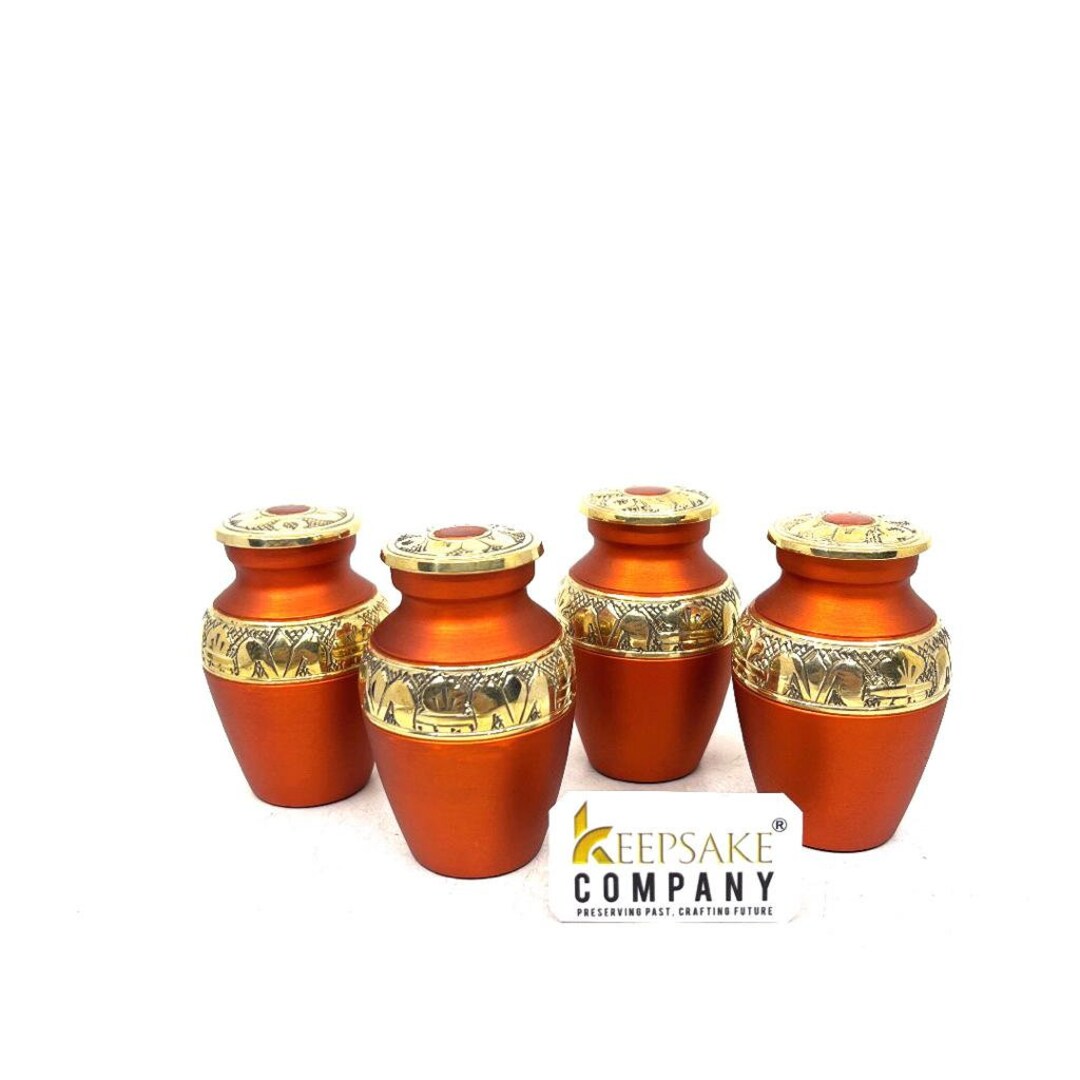 Orange Golden Small Urns for Human Ashes Mini Urns for Human Ashes