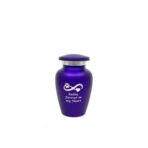 Purple Pet Cremation Urn – Small Metal Keepsake, Engravable