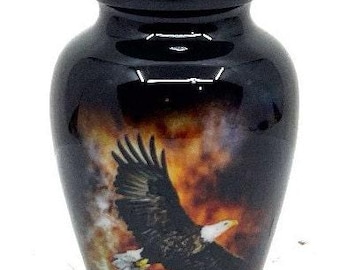 Eagle Flight Black Keepsake Urn – Engravable Mini Memorial Urn
