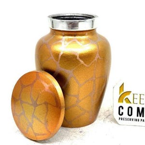 Golden Keepsake Urn, Mini Memorial Urn, Engravable