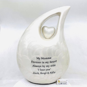 Extra Large /  Adult Pearl White Cremation Urns for Ashes Adult Male - Adult Urn - Funeral Urn - Urn - Urns for Human Ashes Keepsake C