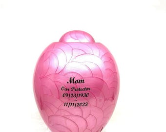 Pink Enameled Cremation Urn for Ashes - Adult Size