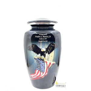 Patriotic USA Flag Adult Cremation Urn for Human Ashes - Cremation Urn - Can be Personalized - Memorial Urn - Urn for Ash - Keepsake Urn