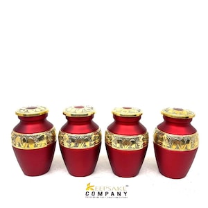 Red Golden Small Urns for Human Ashes - Mini Urns for Human Ashes - Keepsake Urns for Human Ashes - Small Urn - Small Urns for Ashes - Urns