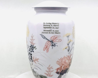 White butterfly flowers Adult Urn - Cremation Urns for Adult Ashes - Urns for Ashes Adult Male - Urn - Urns for Human Ashes - Decorative Urn