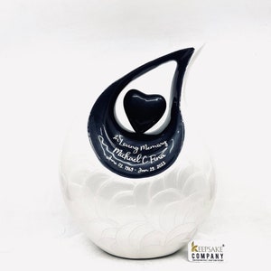White Pearl Teardrop Cremation Urns for Adult Ashes - Urn - Urns for Ashes Adult Male - Urns for Human Ashes -  Cremation Urn - Funeral Urn