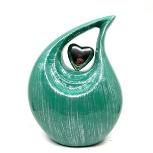 Glorious Green Silver Teardrop Urn - Urns for Ashes Adult male - urns for human ashes female - Cremation Urns for Adult Ashes  - Urns - Urn