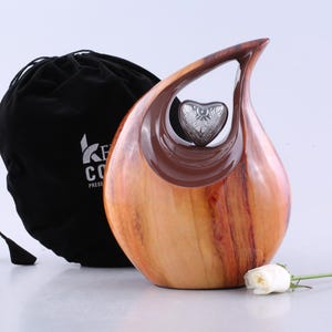 Teardrop Urn Cherry Wood finish  for Ashes, Urns for Human Ash, Cremation Urns for Adult Ashes, Ash Keepsake, Decorative Urns, Cremation Urn