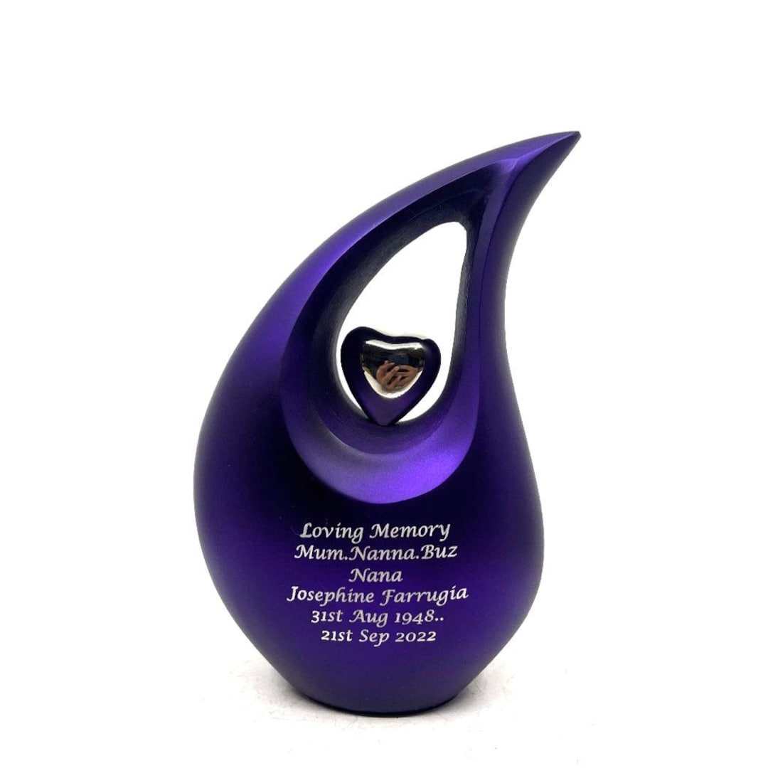 Purple Teardrop Cremation Urns for Human Ashes Medium Urn Decorative