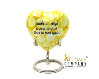 Yellow Personalized Heart Urn /small urns for human ashes / Keepsake Urn for Human ashes/ Mini Urn for Human Ashes from Keepsake Company