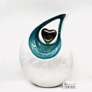 White Pearl Teardrop Cremation Urns for Adult Ashes - Urn - Urns for Ashes Adult Male - Urns for Human Ashes -  Cremation Urn - Funeral Urn