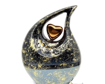 Milky Way Teardrop Urn with Copper Heart - Adult Cremation Urn