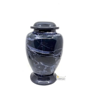 Black Marble Adult cremation Urn for Ashes - Urns for Human Ashes  with Angel Wings and Heart - Urn - Urn - Funeral Urn