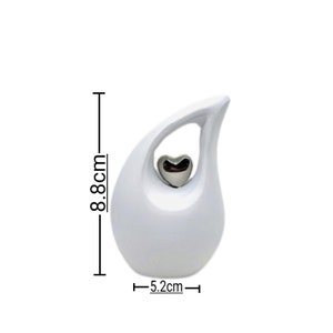White Teardrop Small Urns for Human Ashes with Heart - Mini Urn for Human Ashes - Ashes Urn - Keepsake Urns for Human Ashes - Mini Urn - Urn