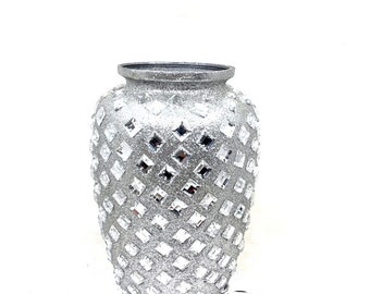 Met glas bezaaide zilveren crematie-urn – herdenkingsaandenken voor volwassenen