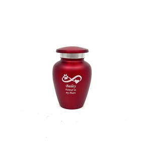 Red Metal Pet Urn – Mini Keepsake Urn, Dog and Cat Ashes