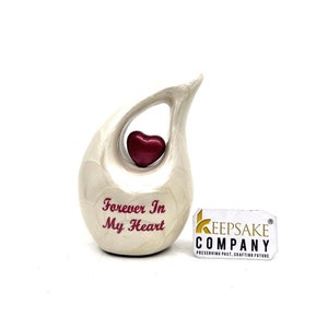 White Mini Cremation Urn for Human Ashes – Personalized Keepsake Urn with Custom Color Engraving – Compact Memorial Container