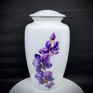 Crematie-urn paarse orchidee voor as – volwassene, gepersonaliseerd