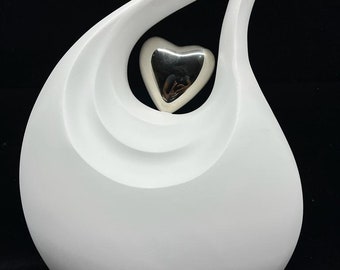 Premium White Teardrop Urn for Ashes - Cremation Urn for Adult Human Ashes - Elegant Keepsake Memorial Urns