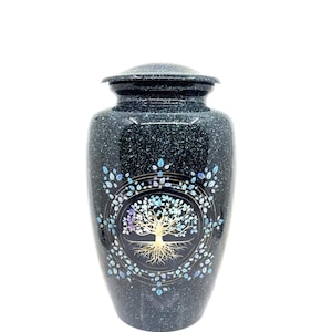 Tree of Life Cremation Urn | Handcrafted Metal Urn, Velvet Bag