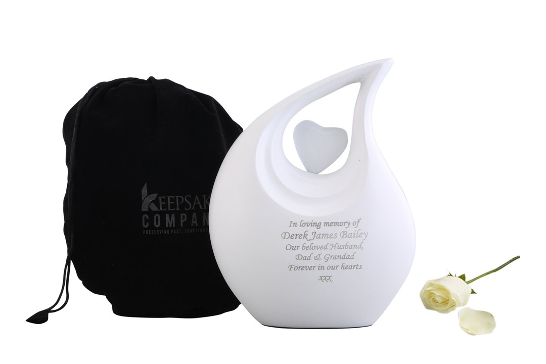 Premium White Teardrop Urns for Ashes Adult Male Urn Urns for Human Ashes Adult Female Urns